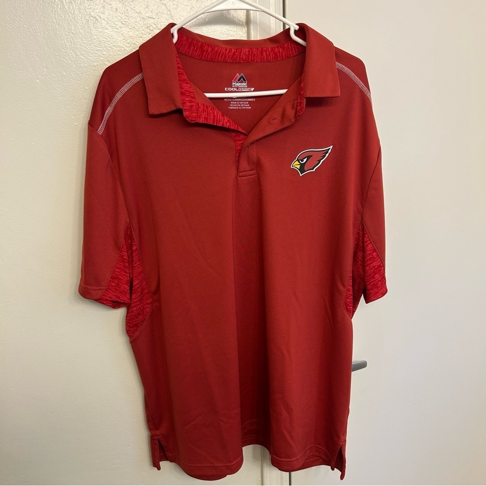 Majestic Arizona Cardinals Short Sleeve Polo Red Coolbase Moisture Wicking XL